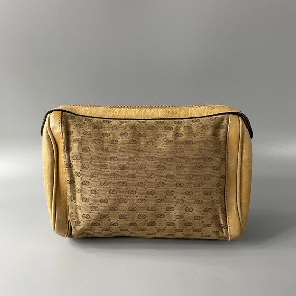 Authentic Vintage Gucci Micro "GG" Monogram Cotton Cream Leather Bag - Picture 2 of 12